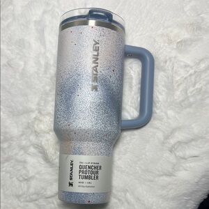 Stanley Speckled White Tumbler with Blue Handle
